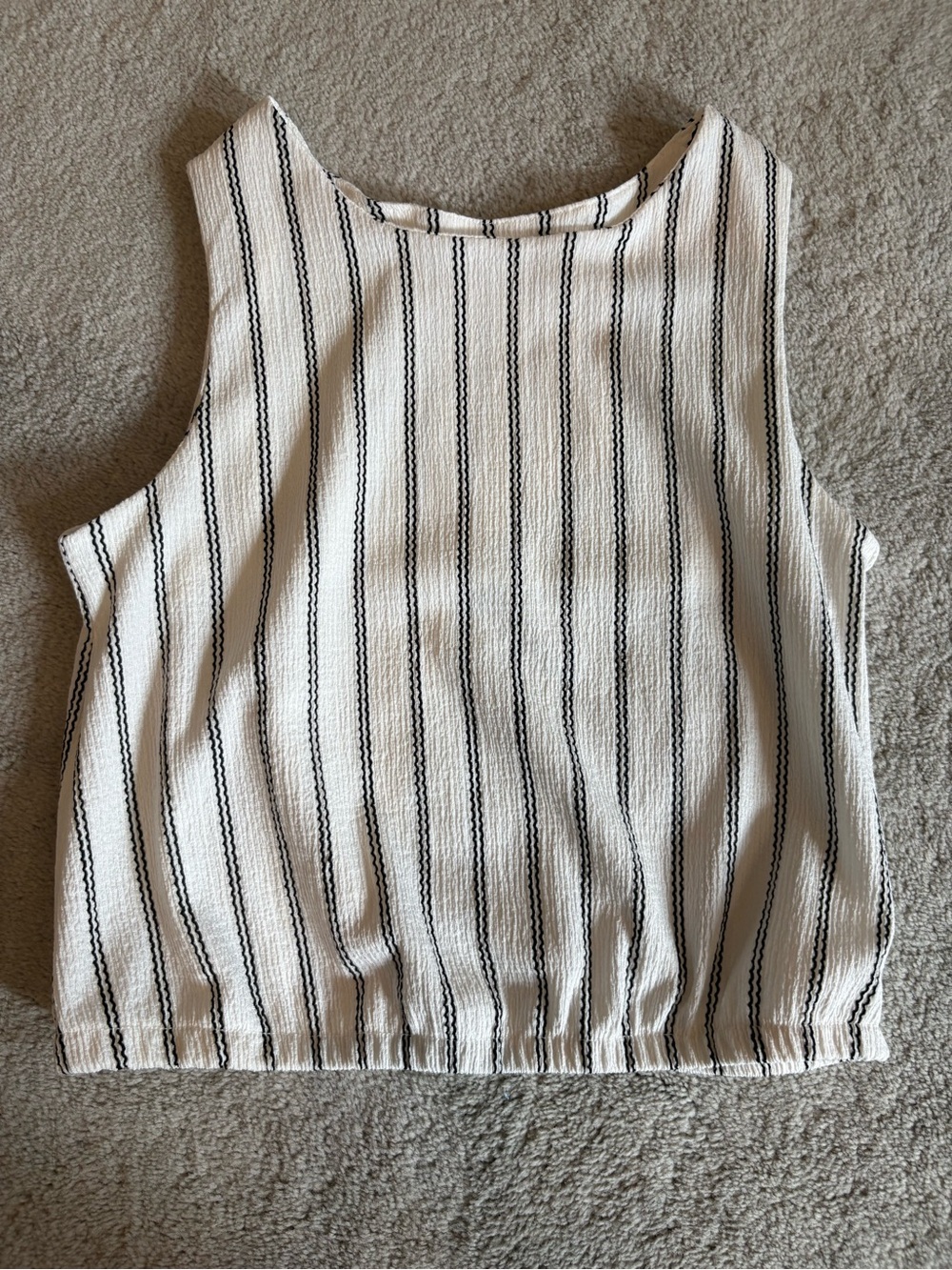 Zara Cream Tank Top with Black Pinstripes